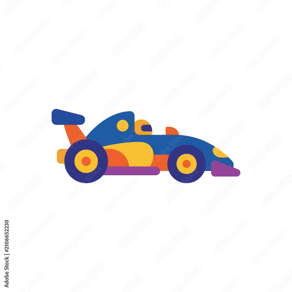 Obraz premium Colorful Formula 1 Race Car Icon - Flat Design