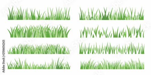 Fotografía Green Grass Strips Collection Vector Illustration On White Background