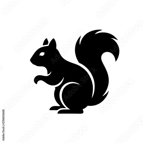 Solid Black Squirrel Silhouette Logo With Smooth Edges