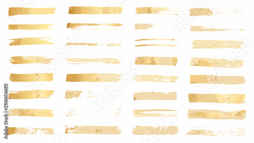 Foto Gold brush strokes pattern on a white background