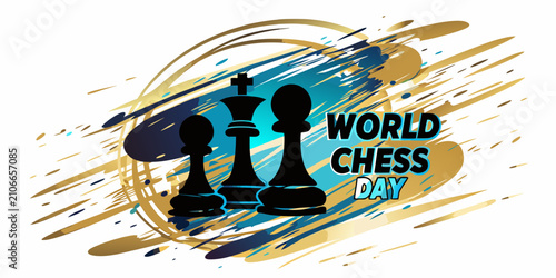 Photos Chess Pieces With Brushstroke Background Vector Illustration