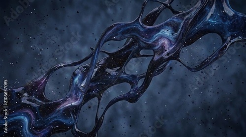 Abstract Cosmic Dark Liquid Splash with Galaxy Patterns in Space