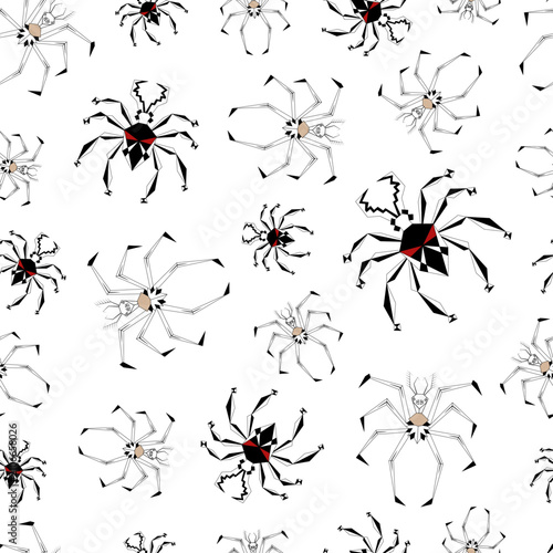 Two stylized spiders in low polygonal style