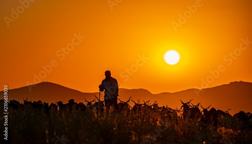 On a summer day in the Mazıdağı district of Mardin, a herd of goats heads to the pasture at sunrise.