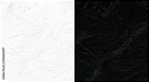 Fotografie Crumpled paper texture set, wrinkled white and black parchment background, creas