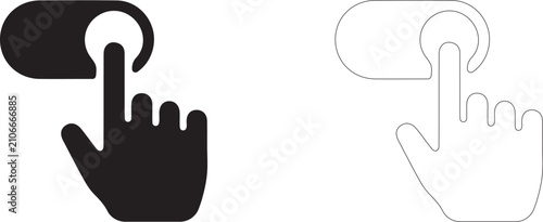 Tableau sur toile Toggling switch with finger vector icon filled and outline, activating settings and enabling mode symbol