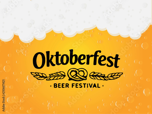 Oktoberfest Beer Festival Vintage Typography with Pretzel Illustration