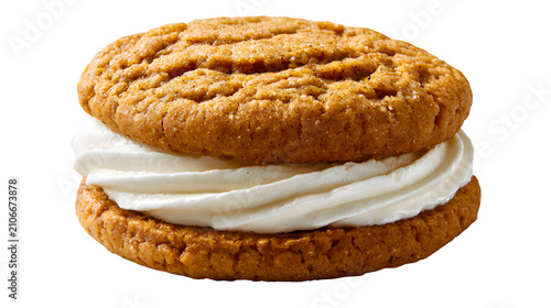 Obraz na płótnie Ginger cookie sandwich with sweet cream filling isolated on transparent backgrou