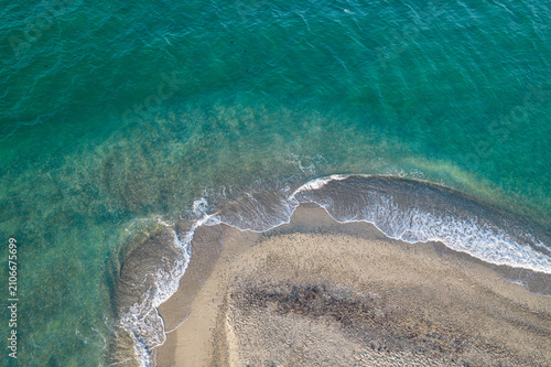 Cuadro en lienzo Aerial view of Possidi cape and narrow strip of land wild white sand beach in the Aegean