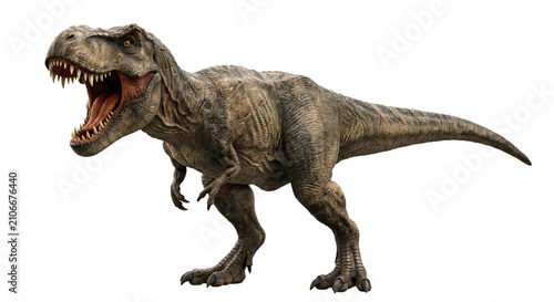 Quadro su tela Fierce Tyrannosaurus Rex dinosaur roaring with mouth open and sharp teeth visibl