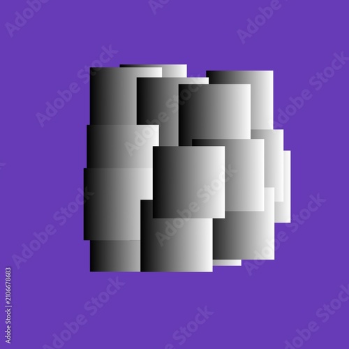 Принти на полотні aA cluster of overlapping 3D square blocks with a gradient shader, rendered on a plain purple background