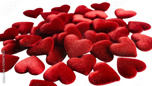Tableau sur toile Isolated fluffy red hearts pile, symbol of love and romance for Valentine's Day