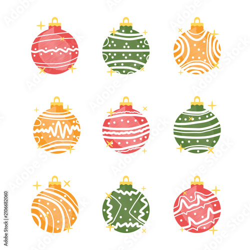 Festive Christmas Ornament Ball Collection Vector Set