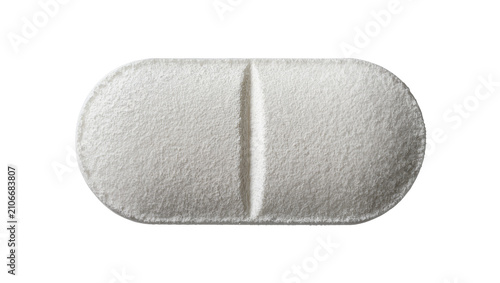 Obraz na plátně Isolated single white oval pharmaceutical drug pill with a score line, vitamin or supplement