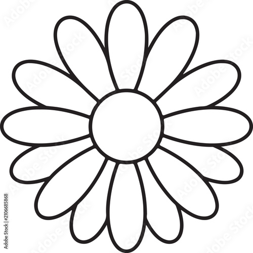 Simple Blooming Daisy Line Art Vector Illustration
