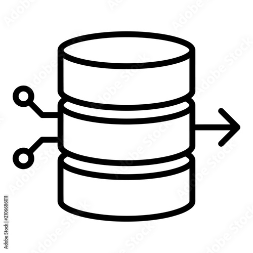 Data icon outline icon line vector representing digital information storage processing server database for website and mobile app user interface design
