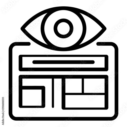 Overview pure black outline icon line vector representing summary summary dashboard preview general view for website and mobile app user interface design