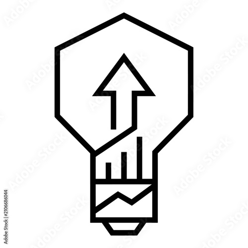 Insights icon pure black outline line vector representing deep vision analysis lightbulb idea discovery for website and mobile app user interface design