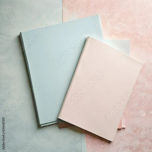 Two blank pastel notebooks,...