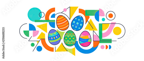Canvastavla Abstract Geometric Easter Eggs Design