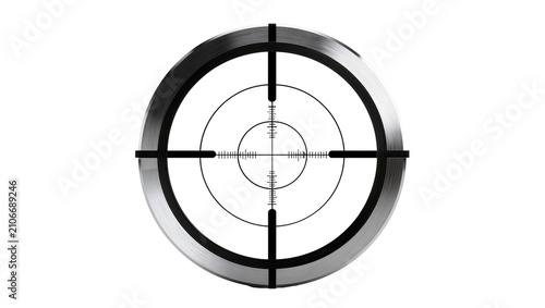 Foto Isolated rifle scope reticle crosshair with measurement marks for aiming on opti