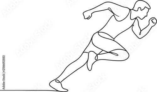 Male Athlete Sprinting Fast Minimalist Continuous Line Drawing Vector Illustration for Fitness Sports Running Training Exercise Healthy Lifestyle and Athletic Performance