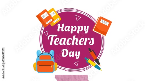 Floral ornament with school supplies and celebratory text for teachers day vector illustration notebook