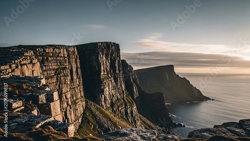 Majestic sea cliffs at sunset