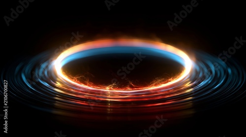 Abstract glowing vortex of energy, a mesmerizing cosmic portal with swirling blue and orange light, futuristic and dynamic