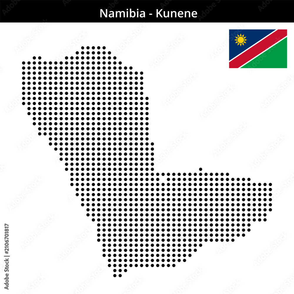 Fototapeta premium Map of Namibia region Kunene in medium size dots