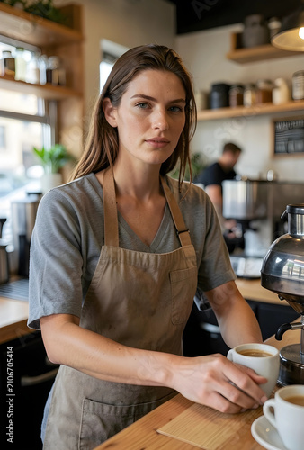 Young female barista in a b...
