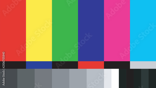 Fotografía Colorful television test pattern with vertical bars in red, yellow, green, blue,