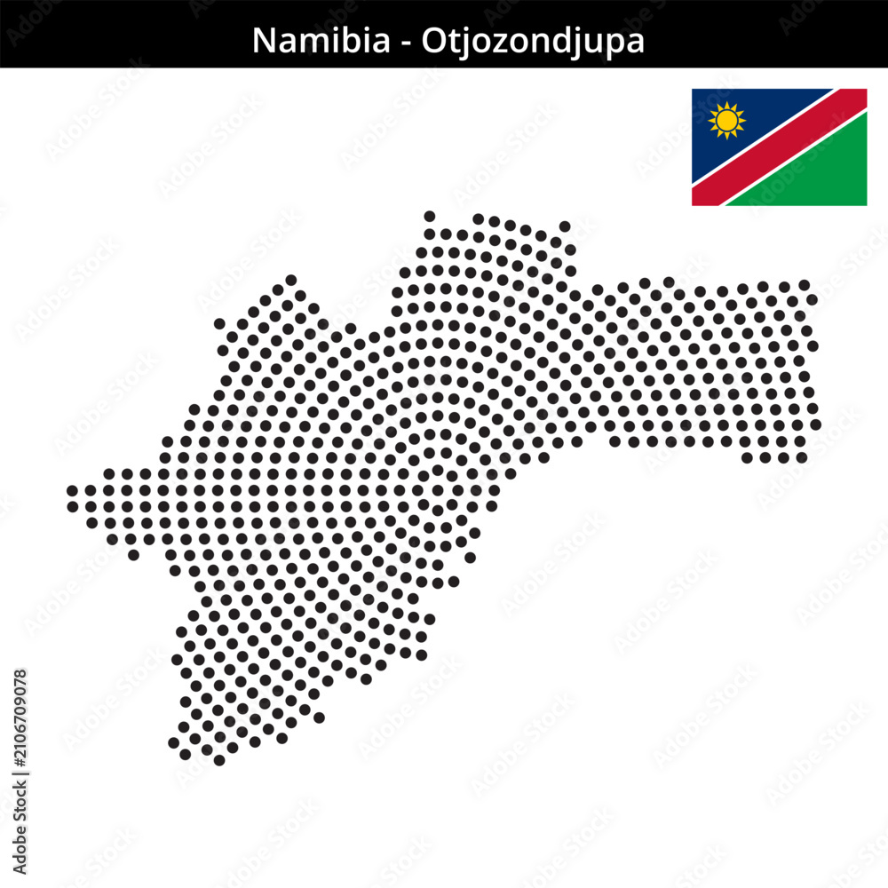 Obraz premium Map of Namibia region Otjozondjupa in concentric medium dots