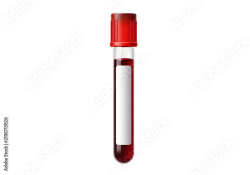 Medical blood test tube isolated on white background