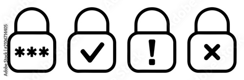 security shield line icon set