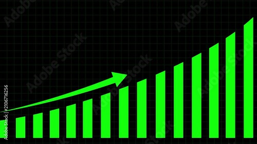 Bar chart for growing business progress by month. Developing company growth during the year. Technology hud style computer animation