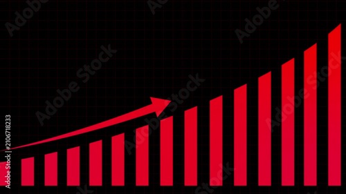 Motion animated footage. Statistics bars columns growth, arrow up. Finance, Bar graph going up, Profit concept, positive increase chart. business graph animation