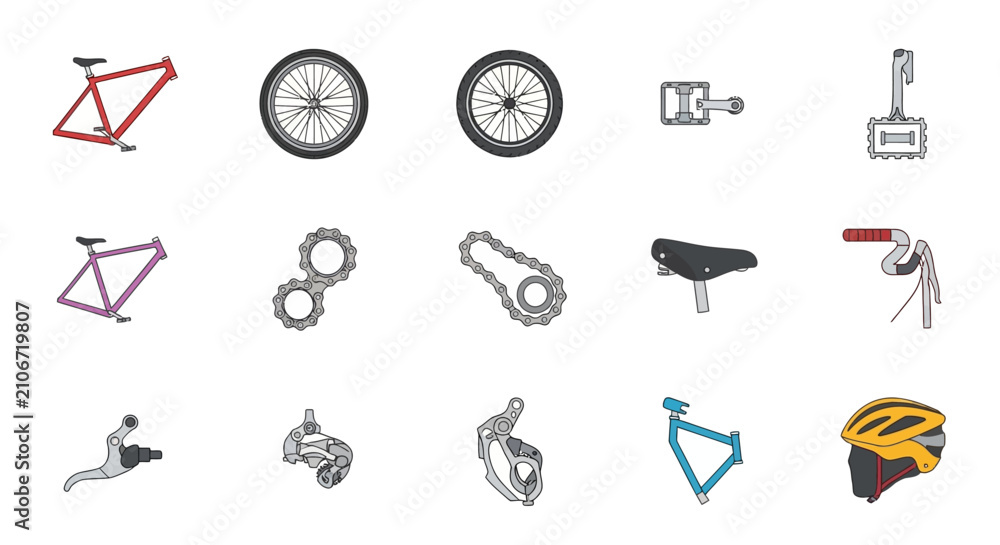 Fototapeta premium Bicycle Parts Collection