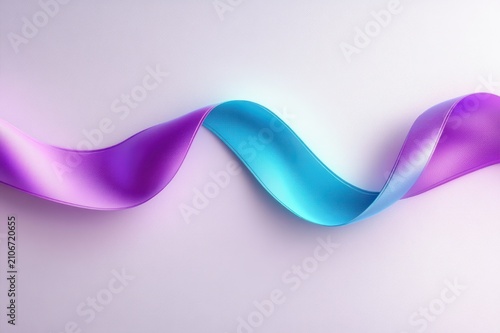 flowing purple and cyan ribbon wave over soft light background conveying calm elegant motion