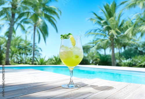 Refreshing green cocktail w...