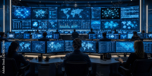 Canvastavla Security Operations Center Monitoring Room with Blue Curved Screens