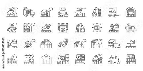 Fotografie Industrial Park, icons in line design