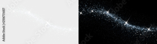 Fotografía Silver Glitter Swirl PNG with Shimmering Stardust, Bright Star Rays and Magical
