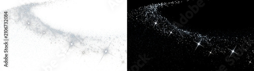 Obraz na płótnie Magical Silver Glitter Trail with Sparkling Dust Particles, Glowing Star Rays an