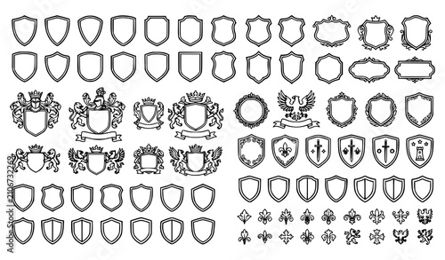 Fotografie Vintage heraldry collection crests shields and flourishes for design projects