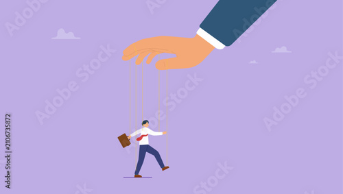 Cuadro en lienzo Hand control string on businessman puppet doll