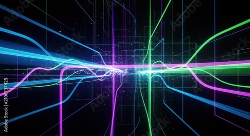 neon light trails, colorful abstract background