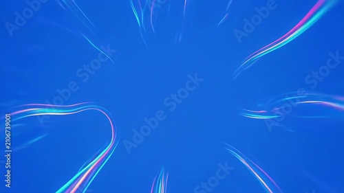 Vibrant Blue Energy Blooms With Neon Streaks During Abstract Digital Motion