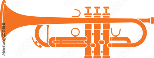 Photos Orange Trumpet Musical Instrument Vector Illustration with Detailed Valves Mouth