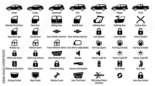 Black car lock icons on white.